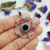 Blue Sapphire Pendant,925Sterling Silver Pendant, Gemstone Pendant, Handcrafted Pendant, Artisan Jewelry, Boho Statement Pendant, CZ Pendant